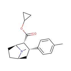 Cc1ccc([C@@H]2C[C@H]3CC[C@@H]([C@@H]2C(=O)OC2CC2)N3C)cc1 ZINC000036271110