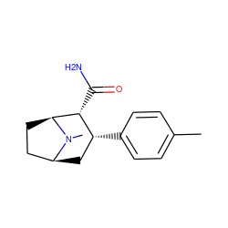 Cc1ccc([C@@H]2C[C@H]3CC[C@@H]([C@@H]2C(N)=O)N3C)cc1 ZINC000036271089