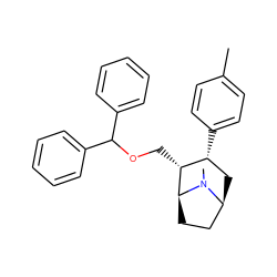 Cc1ccc([C@@H]2C[C@H]3CC[C@@H]([C@@H]2COC(c2ccccc2)c2ccccc2)N3C)cc1 ZINC000036270764