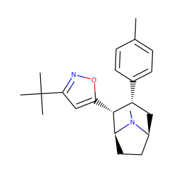 Cc1ccc([C@@H]2C[C@H]3CC[C@@H]([C@@H]2c2cc(C(C)(C)C)no2)N3C)cc1 ZINC000036271707