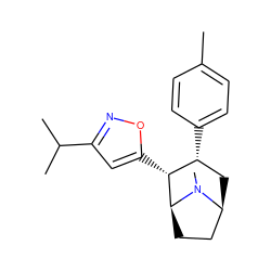 Cc1ccc([C@@H]2C[C@H]3CC[C@@H]([C@@H]2c2cc(C(C)C)no2)N3C)cc1 ZINC000036270990