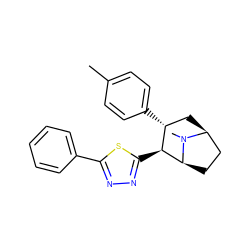 Cc1ccc([C@@H]2C[C@H]3CC[C@@H]([C@H]2c2nnc(-c4ccccc4)s2)N3C)cc1 ZINC000026663038