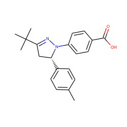 Cc1ccc([C@@H]2CC(C(C)(C)C)=NN2c2ccc(C(=O)O)cc2)cc1 ZINC000203814431