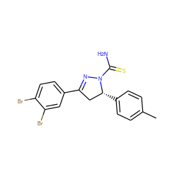 Cc1ccc([C@@H]2CC(c3ccc(Br)c(Br)c3)=NN2C(N)=S)cc1 ZINC000053314460