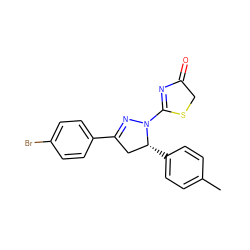 Cc1ccc([C@@H]2CC(c3ccc(Br)cc3)=NN2C2=NC(=O)CS2)cc1 ZINC000073296493