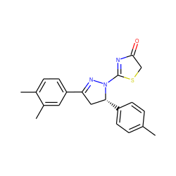 Cc1ccc([C@@H]2CC(c3ccc(C)c(C)c3)=NN2C2=NC(=O)CS2)cc1 ZINC000095577359