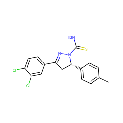 Cc1ccc([C@@H]2CC(c3ccc(Cl)c(Cl)c3)=NN2C(N)=S)cc1 ZINC000053296778