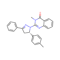 Cc1ccc([C@@H]2CC(c3ccccc3)=NN2c2nc3ccccc3c(=O)n2C)cc1 ZINC000040872587