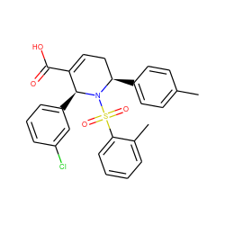 Cc1ccc([C@@H]2CC=C(C(=O)O)[C@H](c3cccc(Cl)c3)N2S(=O)(=O)c2ccccc2C)cc1 ZINC000061695500