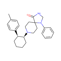 Cc1ccc([C@@H]2CCCC[C@@H]2N2CCC3(CC2)C(=O)NCN3c2ccccc2)cc1 ZINC000028566615