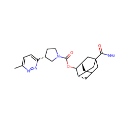 Cc1ccc([C@@H]2CCN(C(=O)OC3[C@H]4CC5C[C@H]3CC(C(N)=O)(C5)C4)C2)nn1 ZINC000205300527