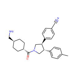 Cc1ccc([C@@H]2CN(C(=O)[C@H]3CC[C@H](CN)CC3)C[C@H]2c2ccc(C#N)cc2)cc1 ZINC001772602630