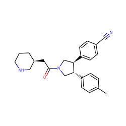 Cc1ccc([C@@H]2CN(C(=O)C[C@@H]3CCCNC3)C[C@H]2c2ccc(C#N)cc2)cc1 ZINC001772654062