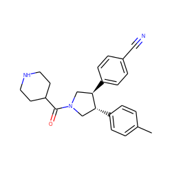 Cc1ccc([C@@H]2CN(C(=O)C3CCNCC3)C[C@H]2c2ccc(C#N)cc2)cc1 ZINC001772572241