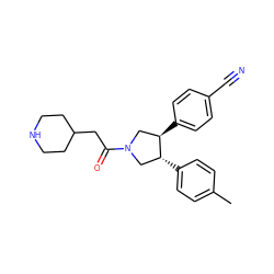 Cc1ccc([C@@H]2CN(C(=O)CC3CCNCC3)C[C@H]2c2ccc(C#N)cc2)cc1 ZINC001772649421