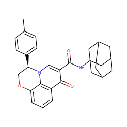 Cc1ccc([C@@H]2COc3cccc4c(=O)c(C(=O)NC56CC7CC(CC(C7)C5)C6)cn2c34)cc1 ZINC000095553930