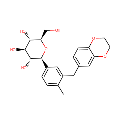 Cc1ccc([C@@H]2O[C@H](CO)[C@@H](O)[C@H](O)[C@H]2O)cc1Cc1ccc2c(c1)OCCO2 ZINC000142312370