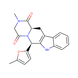 Cc1ccc([C@@H]2c3[nH]c4ccccc4c3C[C@@H]3C(=O)N(C)CC(=O)N23)o1 ZINC000147769995