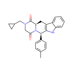 Cc1ccc([C@@H]2c3[nH]c4ccccc4c3C[C@@H]3C(=O)N(CC4CC4)CC(=O)N32)cc1 ZINC000012360833