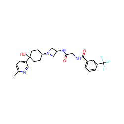 Cc1ccc([C@]2(O)CC[C@H](N3CC(NC(=O)CNC(=O)c4cccc(C(F)(F)F)c4)C3)CC2)cn1 ZINC000101588178