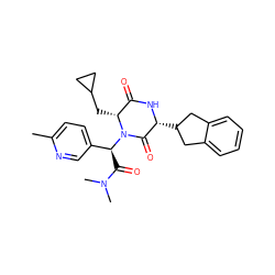 Cc1ccc([C@H](C(=O)N(C)C)N2C(=O)[C@@H](C3Cc4ccccc4C3)NC(=O)[C@H]2CC2CC2)cn1 ZINC000084709989