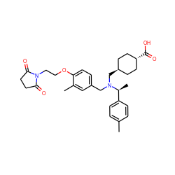 Cc1ccc([C@H](C)N(Cc2ccc(OCCN3C(=O)CCC3=O)c(C)c2)C[C@H]2CC[C@H](C(=O)O)CC2)cc1 ZINC000473243820