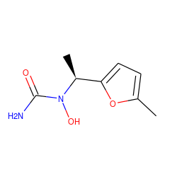 Cc1ccc([C@H](C)N(O)C(N)=O)o1 ZINC000000010353