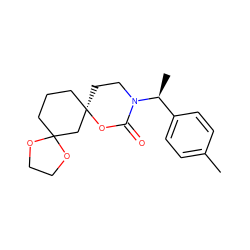 Cc1ccc([C@H](C)N2CC[C@]3(CCCC4(C3)OCCO4)OC2=O)cc1 ZINC000142703234