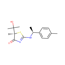 Cc1ccc([C@H](C)NC2=NC(=O)[C@@](C)(C(C)(C)O)S2)cc1 ZINC000040834830