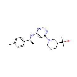 Cc1ccc([C@H](C)Nc2cc(N3CCC[C@H](C(C)(C)O)C3)ncn2)cc1 ZINC000082150347