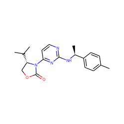 Cc1ccc([C@H](C)Nc2nccc(N3C(=O)OC[C@@H]3C(C)C)n2)cc1 ZINC000142052700