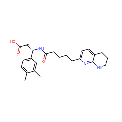 Cc1ccc([C@H](CC(=O)O)NC(=O)CCCCc2ccc3c(n2)NCCC3)cc1C ZINC000299831069