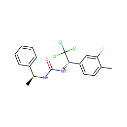 Cc1ccc([C@H](NC(=O)N[C@@H](C)c2ccccc2)C(Cl)(Cl)Cl)cc1F ZINC000003174704