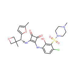 Cc1ccc([C@H](Nc2c(Nc3ccc(Cl)c(S(=O)(=O)N4CCN(C)CC4)c3O)c(=O)c2=O)C2(C)COC2)o1 ZINC000205439766