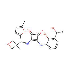 Cc1ccc([C@H](Nc2c(Nc3cccc([C@@H](C)O)c3O)c(=O)c2=O)C2(C)COC2)o1 ZINC000207335317