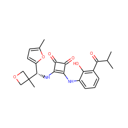 Cc1ccc([C@H](Nc2c(Nc3cccc(C(=O)C(C)C)c3O)c(=O)c2=O)C2(C)COC2)o1 ZINC000205438744