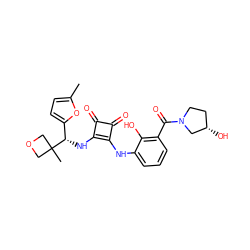 Cc1ccc([C@H](Nc2c(Nc3cccc(C(=O)N4CC[C@H](O)C4)c3O)c(=O)c2=O)C2(C)COC2)o1 ZINC000207416951