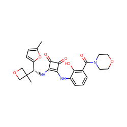 Cc1ccc([C@H](Nc2c(Nc3cccc(C(=O)N4CCOCC4)c3O)c(=O)c2=O)C2(C)COC2)o1 ZINC000207330318