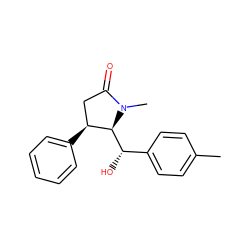 Cc1ccc([C@H](O)[C@H]2[C@@H](c3ccccc3)CC(=O)N2C)cc1 ZINC000028458001