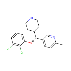 Cc1ccc([C@H](Oc2cccc(Cl)c2Cl)C2CCNCC2)cn1 ZINC000043077088