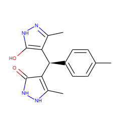 Cc1ccc([C@H](c2c(C)n[nH]c2O)c2c(C)[nH][nH]c2=O)cc1 ZINC000019811240