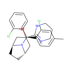 Cc1ccc([C@H](c2ccccc2Cl)N2[C@H]3CC[C@H]2CC(O)(C2=NCCCN2)C3)c(Cl)c1 ZINC000261147808