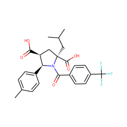 Cc1ccc([C@H]2[C@@H](C(=O)O)C[C@@](CC(C)C)(C(=O)O)N2C(=O)c2ccc(C(F)(F)F)cc2)cc1 ZINC000028339810