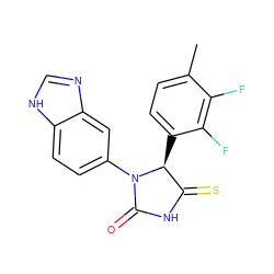 Cc1ccc([C@H]2C(=S)NC(=O)N2c2ccc3[nH]cnc3c2)c(F)c1F ZINC000113894590