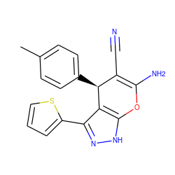 Cc1ccc([C@H]2C(C#N)=C(N)Oc3[nH]nc(-c4cccs4)c32)cc1 ZINC000005409109