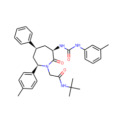 Cc1ccc([C@H]2C[C@@H](c3ccccc3)C[C@@H](NC(=O)Nc3cccc(C)c3)C(=O)N2CC(=O)NC(C)(C)C)cc1 ZINC000026729019