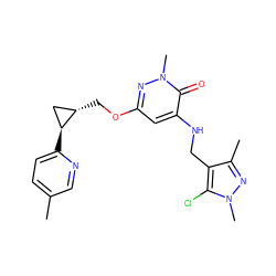 Cc1ccc([C@H]2C[C@@H]2COc2cc(NCc3c(C)nn(C)c3Cl)c(=O)n(C)n2)nc1 ZINC000217648912