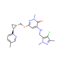 Cc1ccc([C@H]2C[C@@H]2COc2cc(NCc3c(Cl)c(C)nn3C)c(=O)n(C)n2)nc1 ZINC000217657743