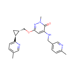 Cc1ccc([C@H]2C[C@@H]2COc2cc(NCc3ccc(C)nc3)c(=O)n(C)n2)nc1 ZINC000221924162