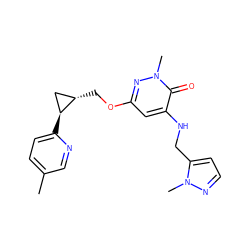 Cc1ccc([C@H]2C[C@@H]2COc2cc(NCc3ccnn3C)c(=O)n(C)n2)nc1 ZINC000218404466